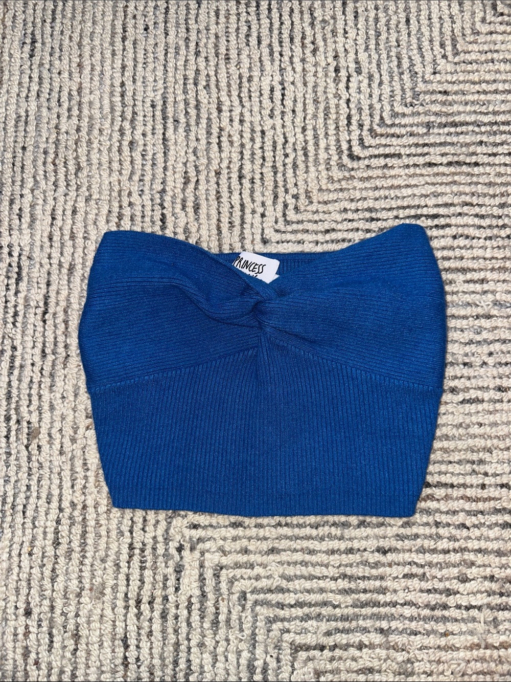Princess Polly Royal Blue Knit Twist Bandeau Top